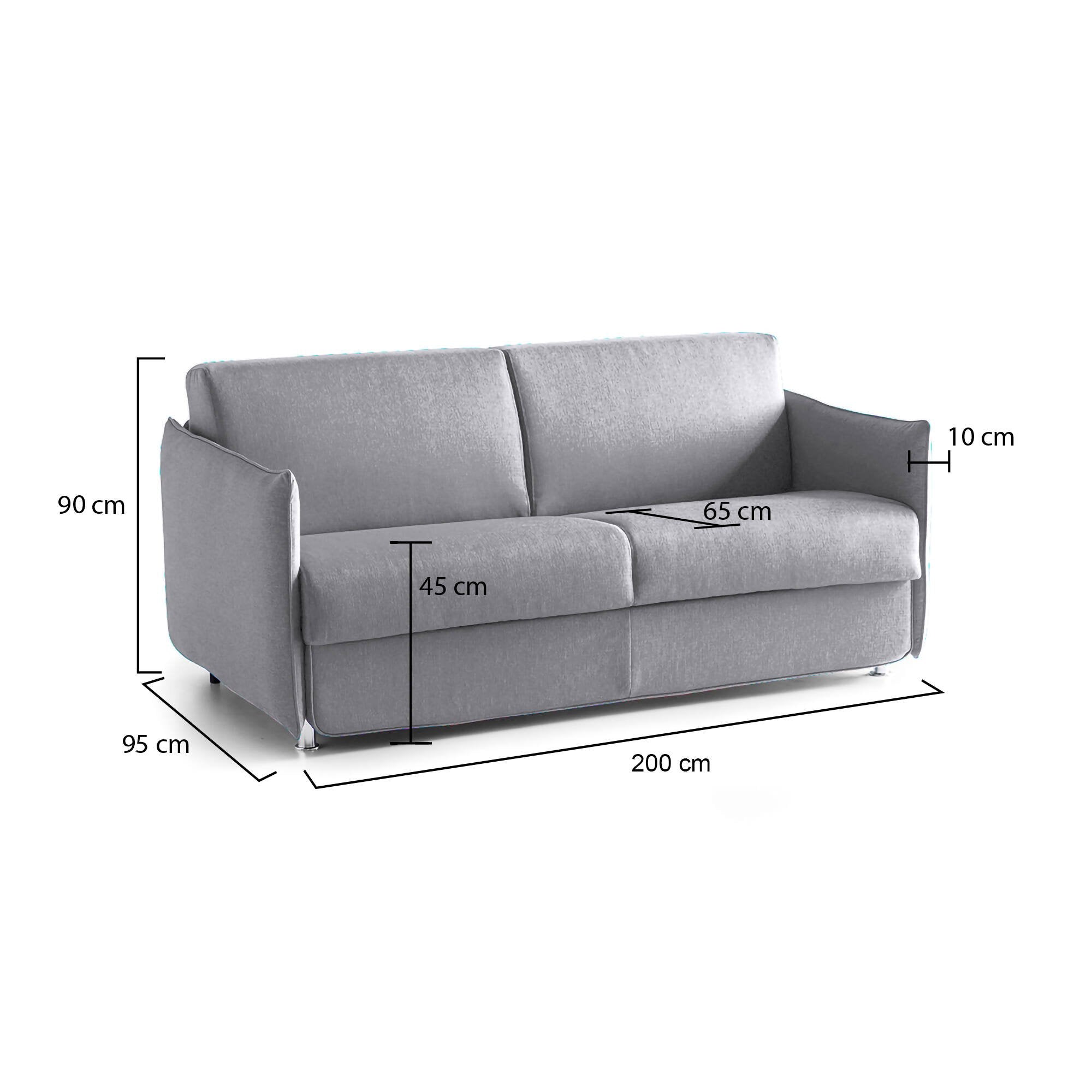 Divano fisso 3 posti Severo, Sofà lineare per salotto, imbottito, sfoderabile, Qualità 100% Made in Italy, 200x95 h90 cm, Grigio