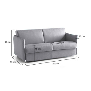 Divano fisso 3 posti Severo, Sofà lineare per salotto, imbottito, sfoderabile, Qualità 100% Made in Italy, 200x95 h90 cm, Grigio