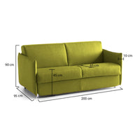 Divano fisso 3 posti Severo, Sofà lineare per salotto, imbottito, sfoderabile, Qualità 100% Made in Italy, 200x95 h90 cm, Verde