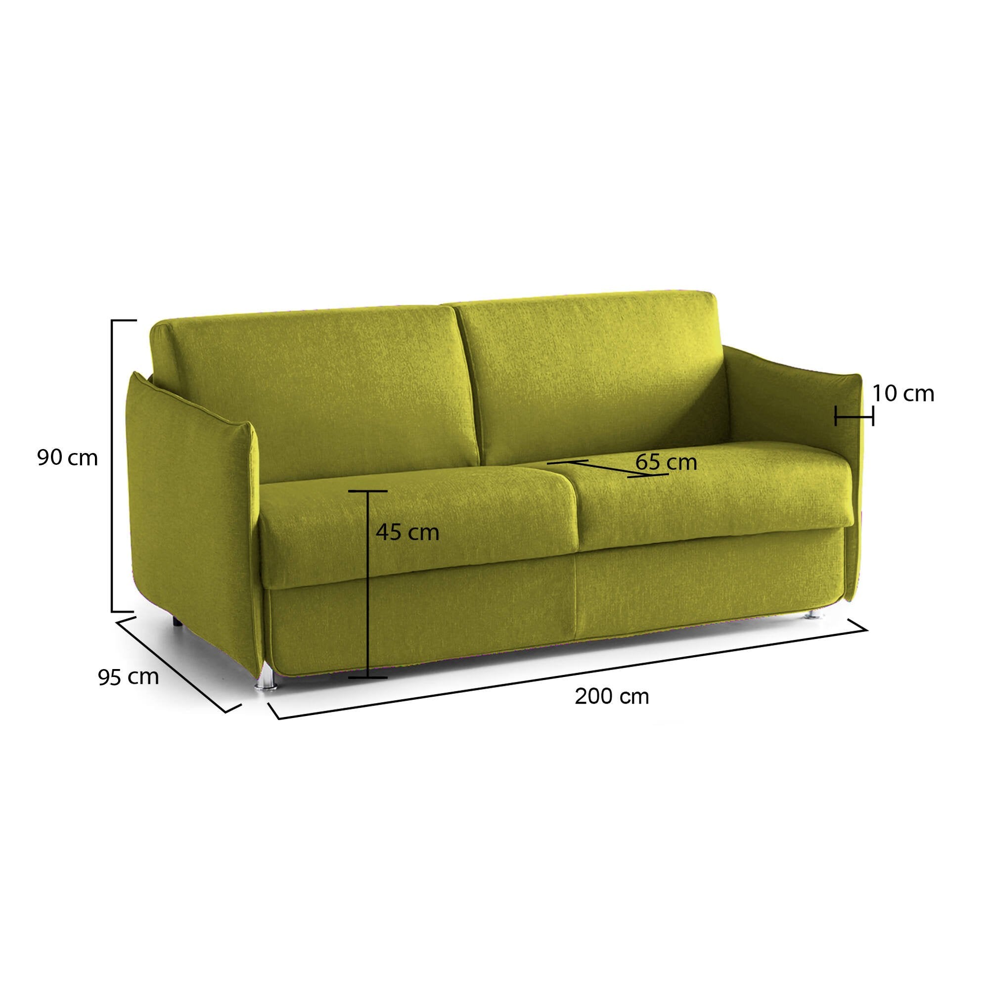 Divano fisso 3 posti Severo, Sofà lineare per salotto, imbottito, sfoderabile, Qualità 100% Made in Italy, 200x95 h90 cm, Verde