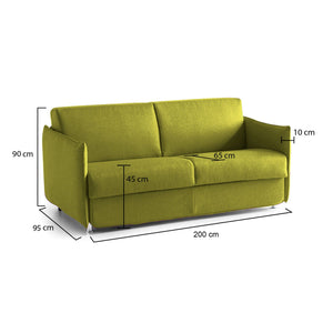 Divano fisso 3 posti Severo, Sofà lineare per salotto, imbottito, sfoderabile, Qualità 100% Made in Italy, 200x95 h90 cm, Verde