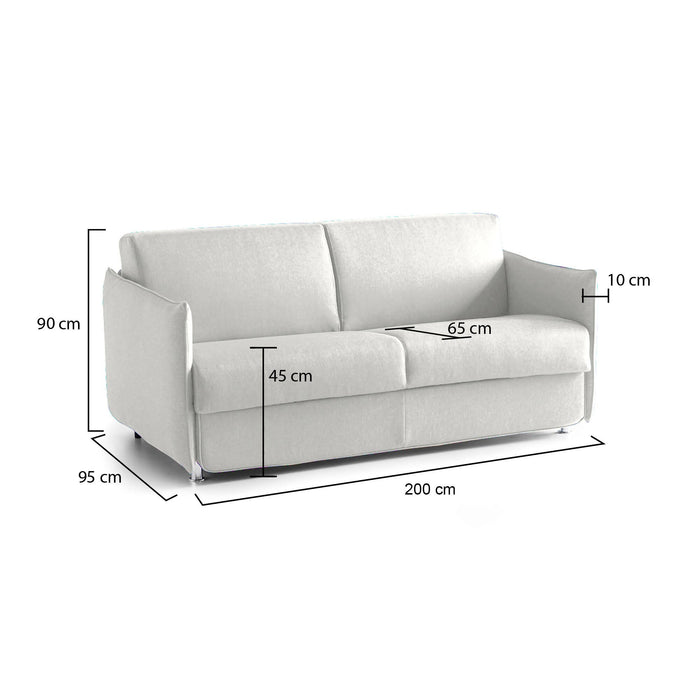 Divano fisso 3 posti Severo, Sofà lineare per salotto, imbottito, sfoderabile, Qualità 100% Made in Italy, 200x95 h90 cm, Grigio chiaro