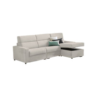 Divano fisso con penisola Vigonovo, Sofà angolare per salotto, imbottito, sfoderabile, Qualità 100% Made in Italy, 280x160 h100 cm, Beige