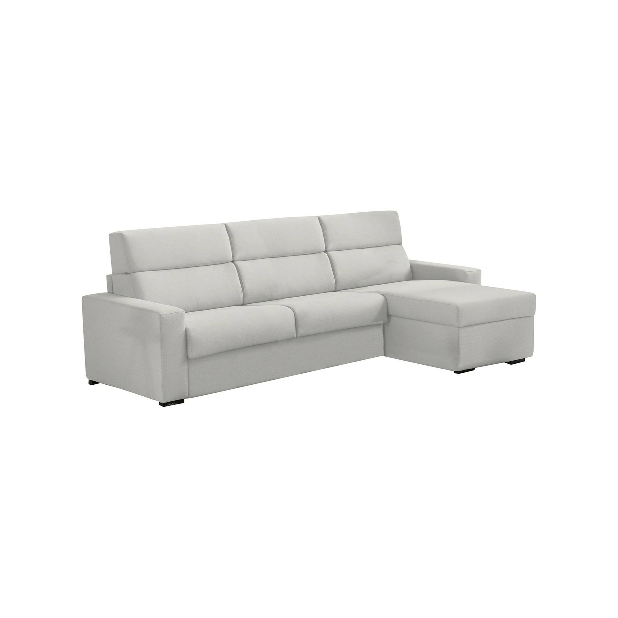 Divano fisso con penisola Vigonovo, Sofà angolare per salotto, imbottito, sfoderabile, Qualità 100% Made in Italy, 280x160 h100 cm, Grigio chiaro