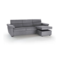 Divano fisso con penisola Ceto, Sofà angolare per salotto, imbottito, sfoderabile, Qualità 100% Made in Italy, 285x160 h100 cm, Grigio