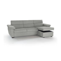 Divano fisso con penisola Ceto, Sofà angolare per salotto, imbottito, sfoderabile, Qualità 100% Made in Italy, 285x160 h100 cm, Grigio chiaro