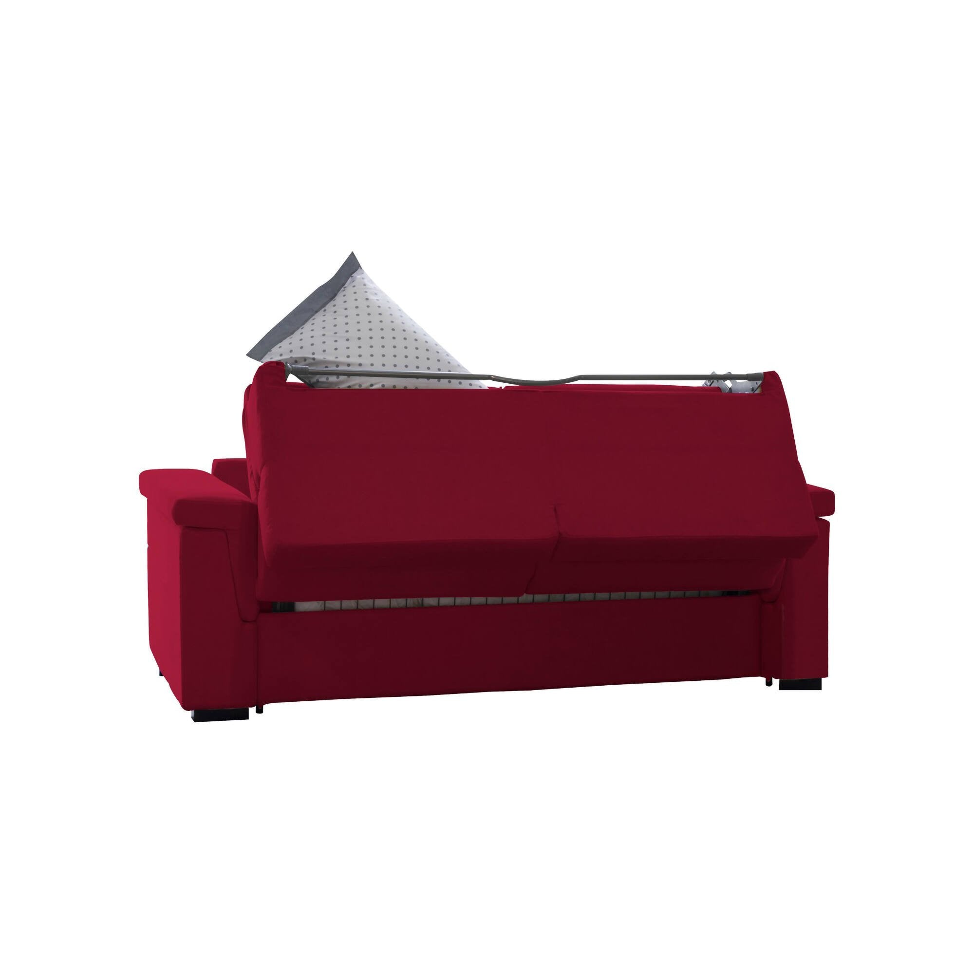 Divano letto 2 posti Tenna, Sofà trasformabile per salotto, imbottito, sfoderabile, Qualità 100% Made in Italy, 185x95 h100 cm, Rosso