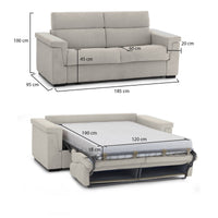Divano letto 2 posti Rigolato, Sofà trasformabile per salotto, imbottito, sfoderabile, Qualità 100% Made in Italy, 185x95 h100 cm, Beige