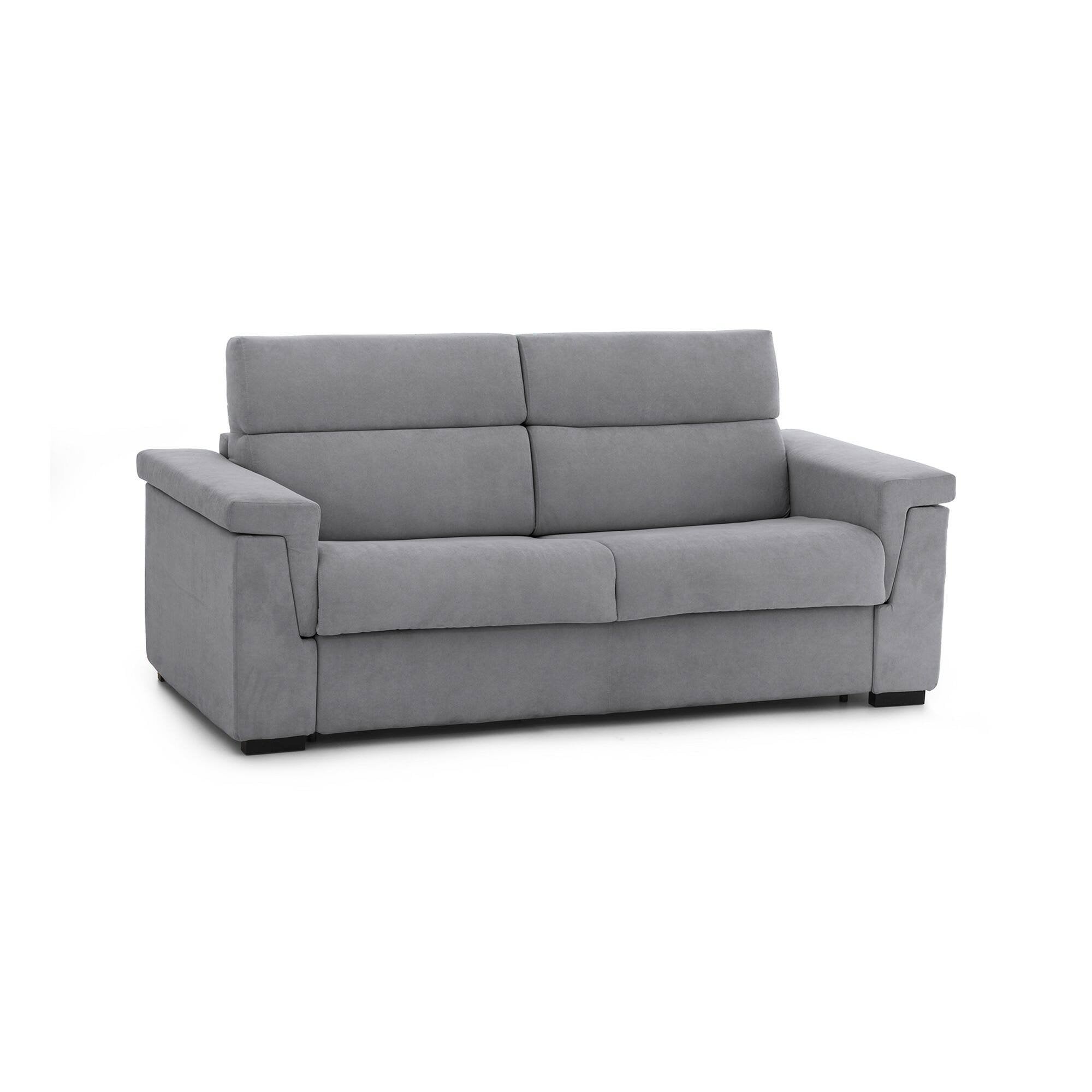 Divano letto 2 posti Rigolato, Sofà trasformabile per salotto, imbottito, sfoderabile, Qualità 100% Made in Italy, 185x95 h100 cm, Grigio