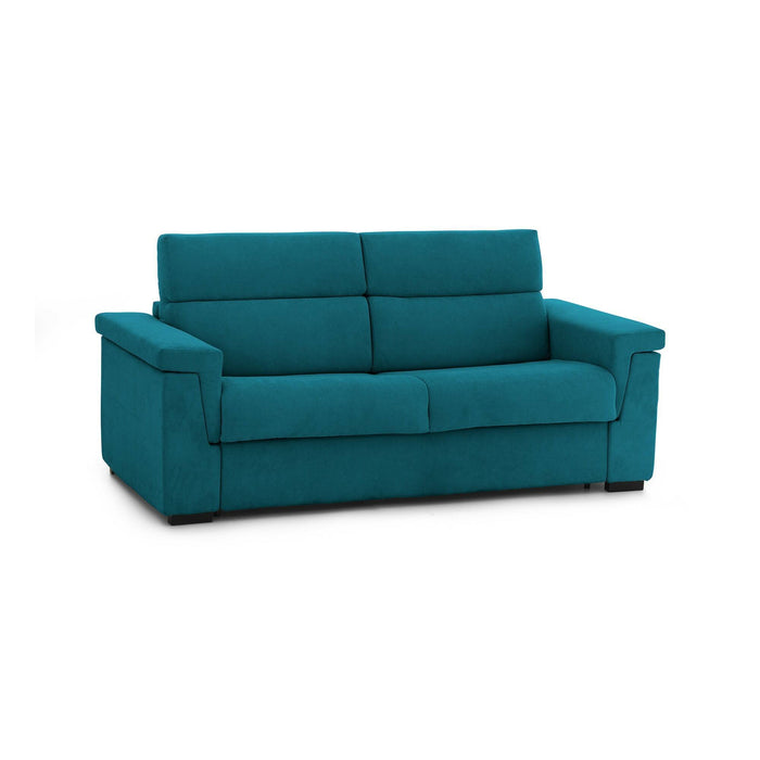Divano letto 2 posti Rigolato, Sofà trasformabile per salotto, imbottito, sfoderabile, Qualità 100% Made in Italy, 185x95 h100 cm, Azzurro