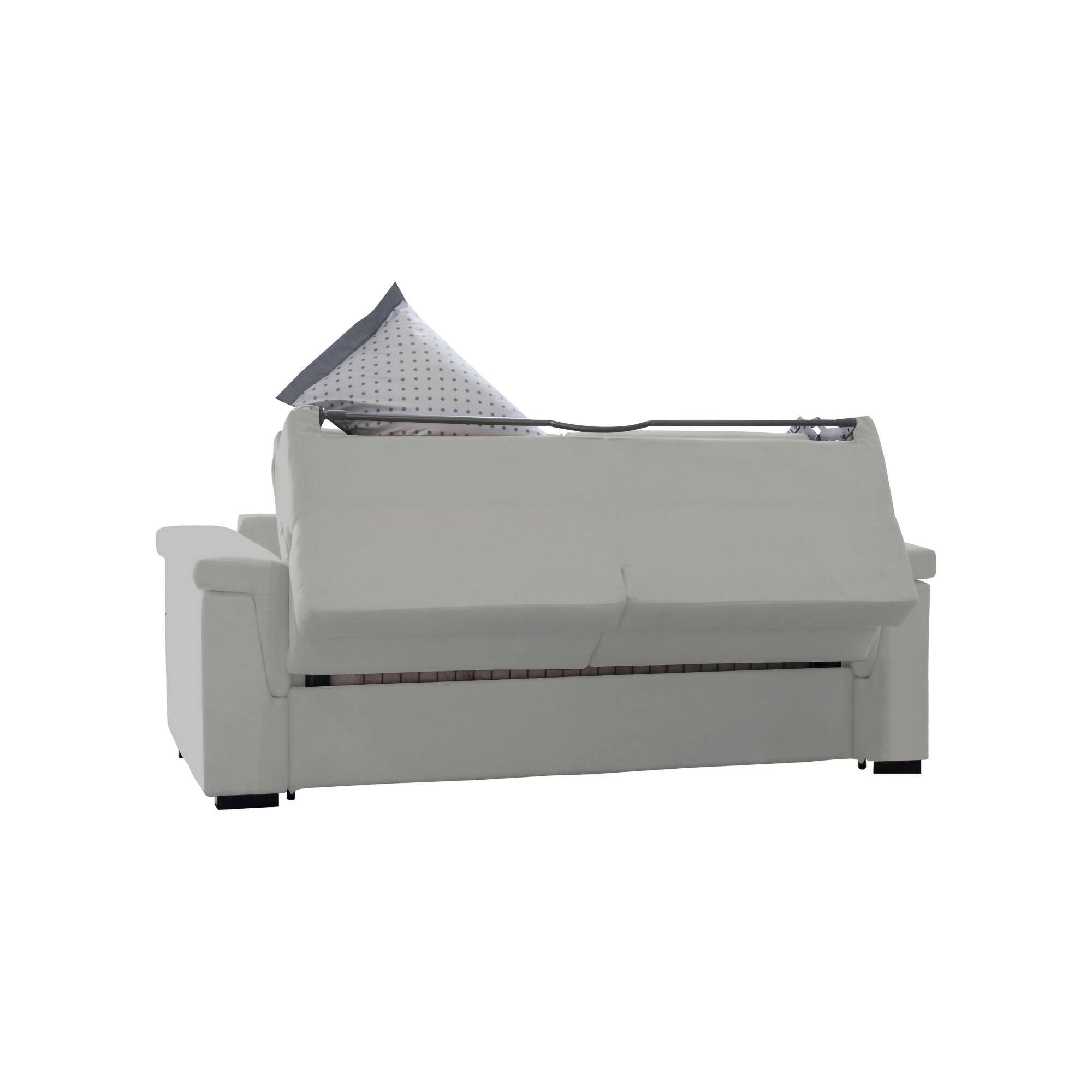 Divano letto 2 posti Rigolato, Sofà trasformabile per salotto, imbottito, sfoderabile, Qualità 100% Made in Italy, 185x95 h100 cm, Grigio chiaro