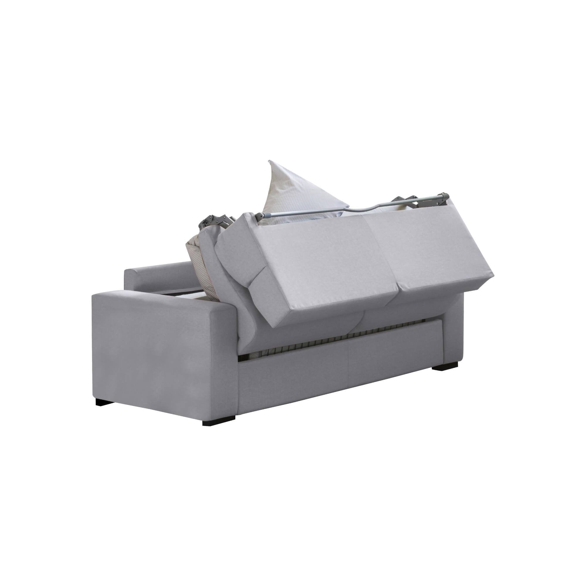 Divano letto 2 posti Casabona, Sofà trasformabile per salotto, imbottito, sfoderabile, Qualità 100% Made in Italy, 180x95 h100 cm, Grigio