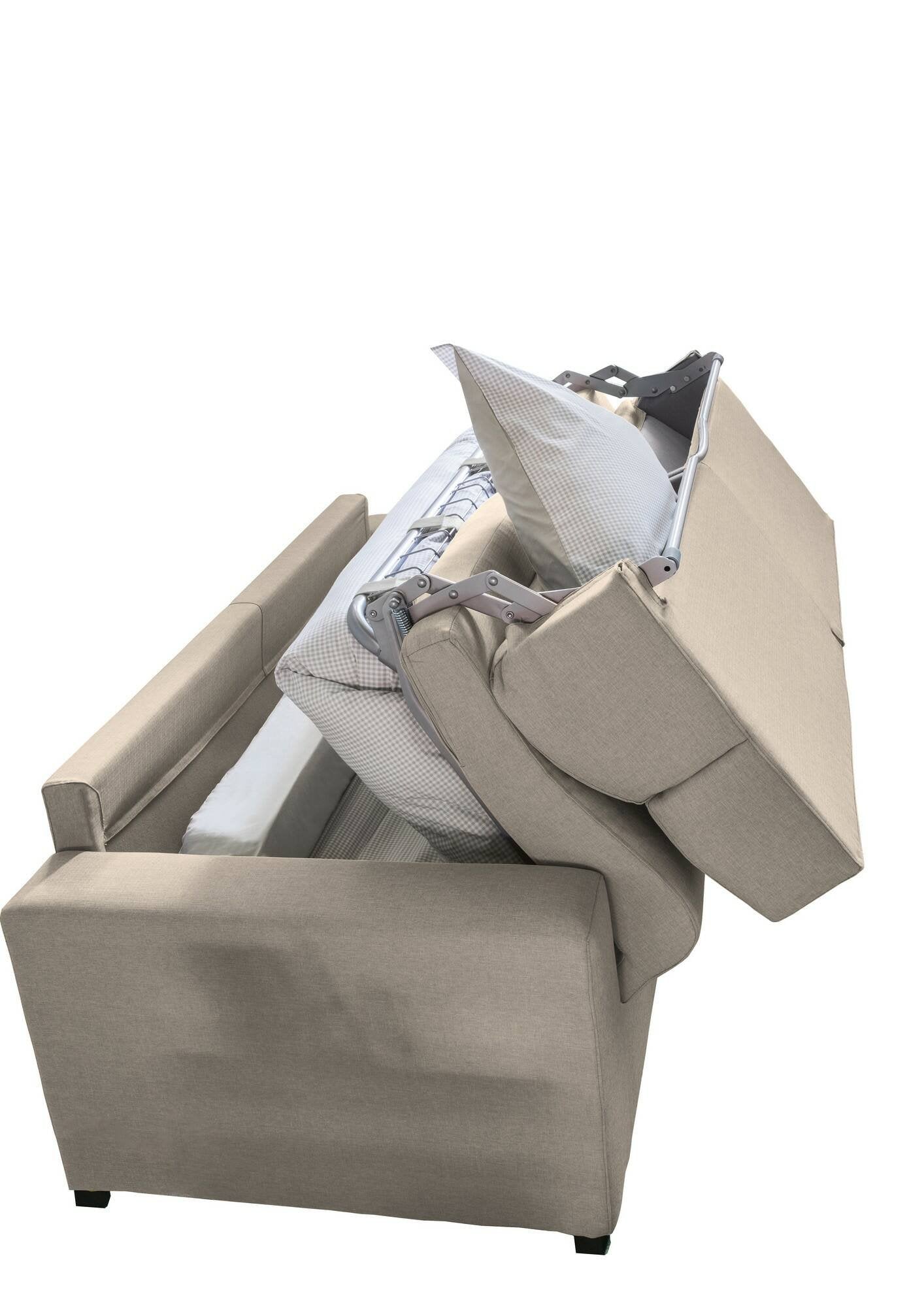 Divano letto 2 posti Casabona, Sofà trasformabile per salotto, imbottito, sfoderabile, Qualità 100% Made in Italy, 180x95 h100 cm, Tortora