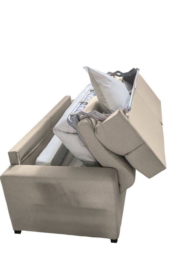 Divano letto 2 posti Casabona, Sofà trasformabile per salotto, imbottito, sfoderabile, Qualità 100% Made in Italy, 180x95 h100 cm, Tortora