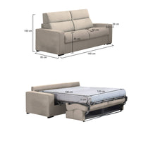 Divano letto 2 posti Casabona, Sofà trasformabile per salotto, imbottito, sfoderabile, Qualità 100% Made in Italy, 180x95 h100 cm, Tortora