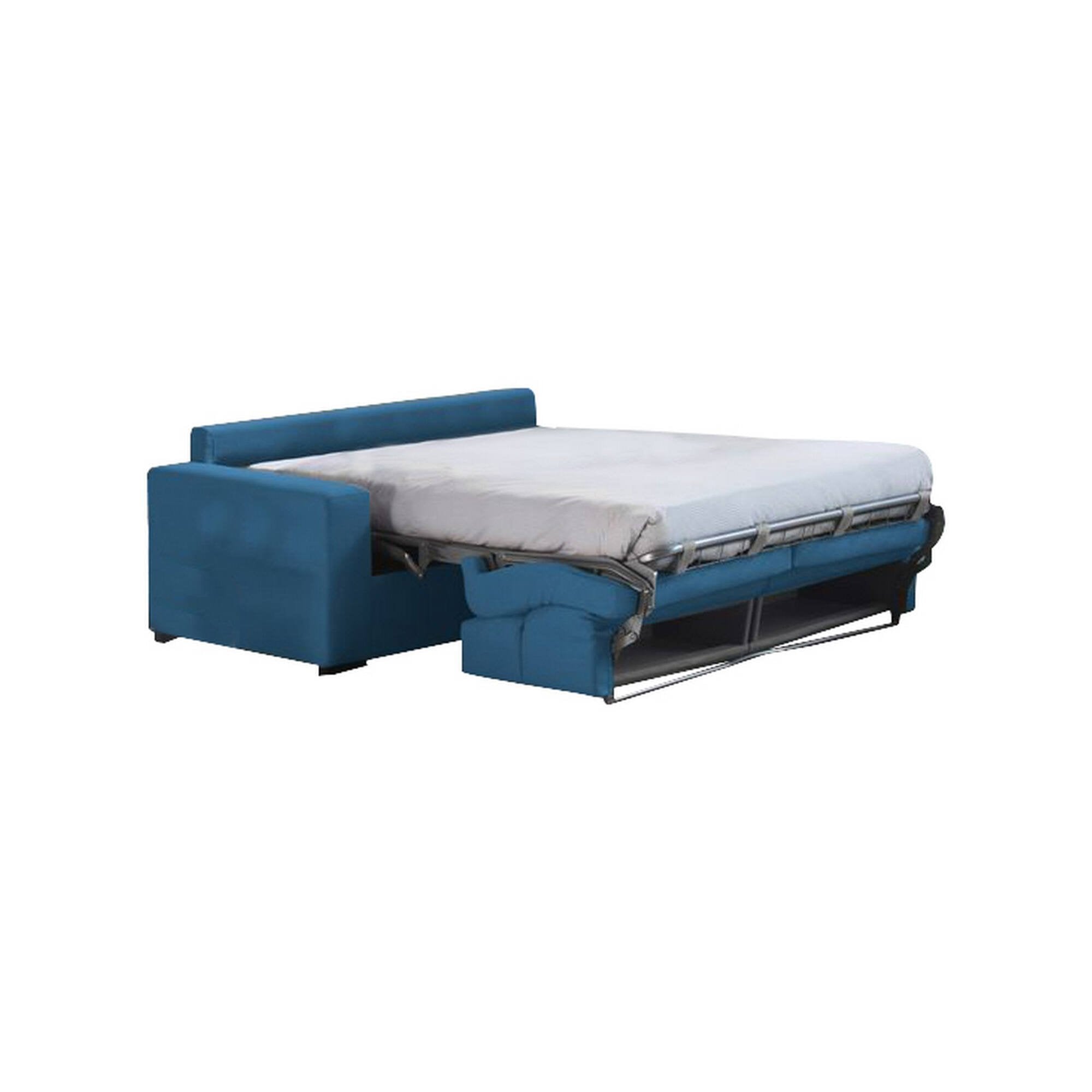 Divano letto 2 posti None, Sofà trasformabile per salotto, imbottito, sfoderabile, Qualità 100% Made in Italy, 180x95 h100 cm, Blu