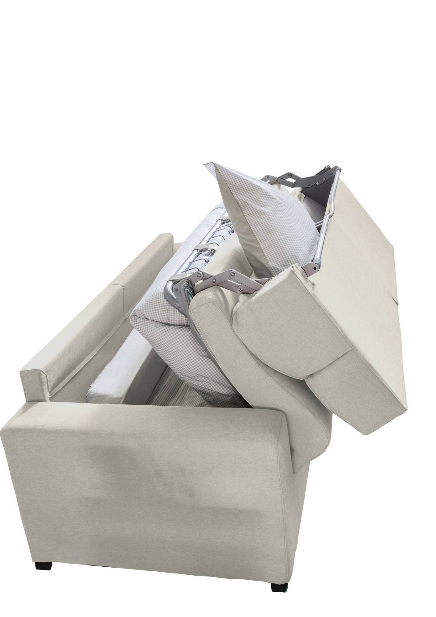 Divano letto 2 posti None, Sofà trasformabile per salotto, imbottito, sfoderabile, Qualità 100% Made in Italy, 180x95 h100 cm, Beige