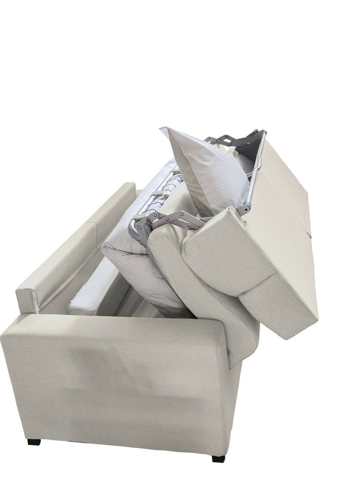 Divano letto 2 posti None, Sofà trasformabile per salotto, imbottito, sfoderabile, Qualità 100% Made in Italy, 180x95 h100 cm, Beige