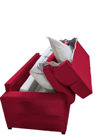 Divano letto 2 posti None, Sofà trasformabile per salotto, imbottito, sfoderabile, Qualità 100% Made in Italy, 180x95 h100 cm, Rosso