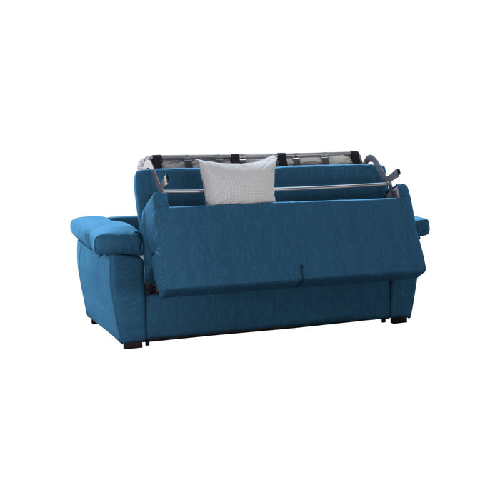 Divano letto 2 posti Seui, Sofà trasformabile per salotto, imbottito, sfoderabile, Qualità 100% Made in Italy, 185x95 h100 cm, Blu