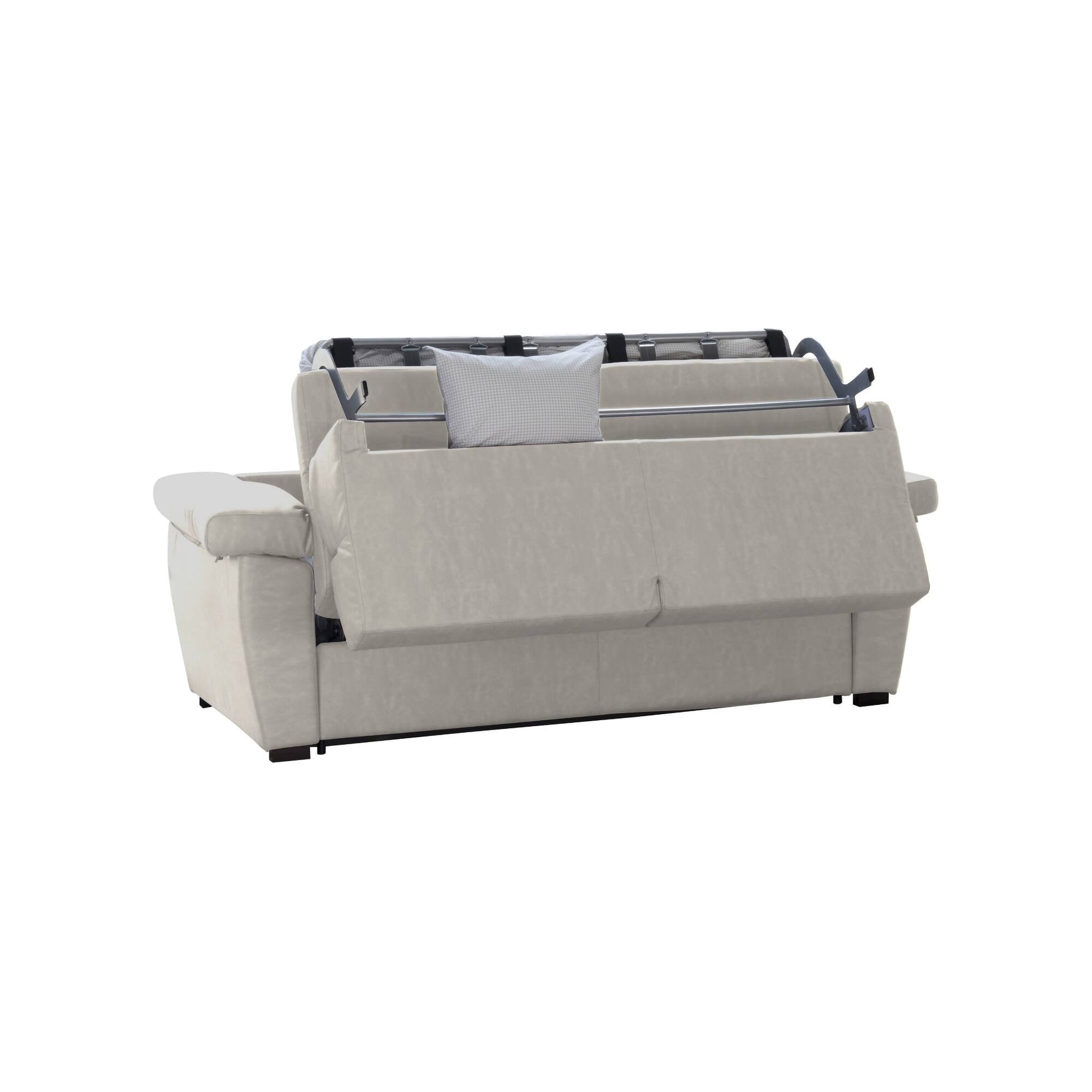 Divano letto 2 posti Salorno, Sofà trasformabile per salotto, imbottito, sfoderabile, Qualità 100% Made in Italy, 185x95 h100 cm, Beige