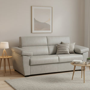 Divano letto 2 posti Salorno, Sofà trasformabile per salotto, imbottito, sfoderabile, Qualità 100% Made in Italy, 185x95 h100 cm, Beige