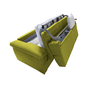 Divano letto 2 posti Salorno, Sofà trasformabile per salotto, imbottito, sfoderabile, Qualità 100% Made in Italy, 185x95 h100 cm, Verde
