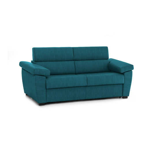 Divano letto 2 posti Salorno, Sofà trasformabile per salotto, imbottito, sfoderabile, Qualità 100% Made in Italy, 185x95 h100 cm, Azzurro