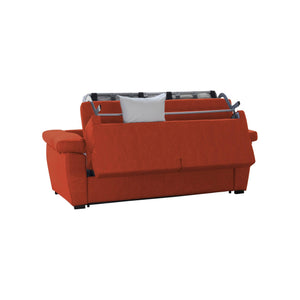 Divano letto 2 posti Salorno, Sofà trasformabile per salotto, imbottito, sfoderabile, Qualità 100% Made in Italy, 185x95 h100 cm, Arancione