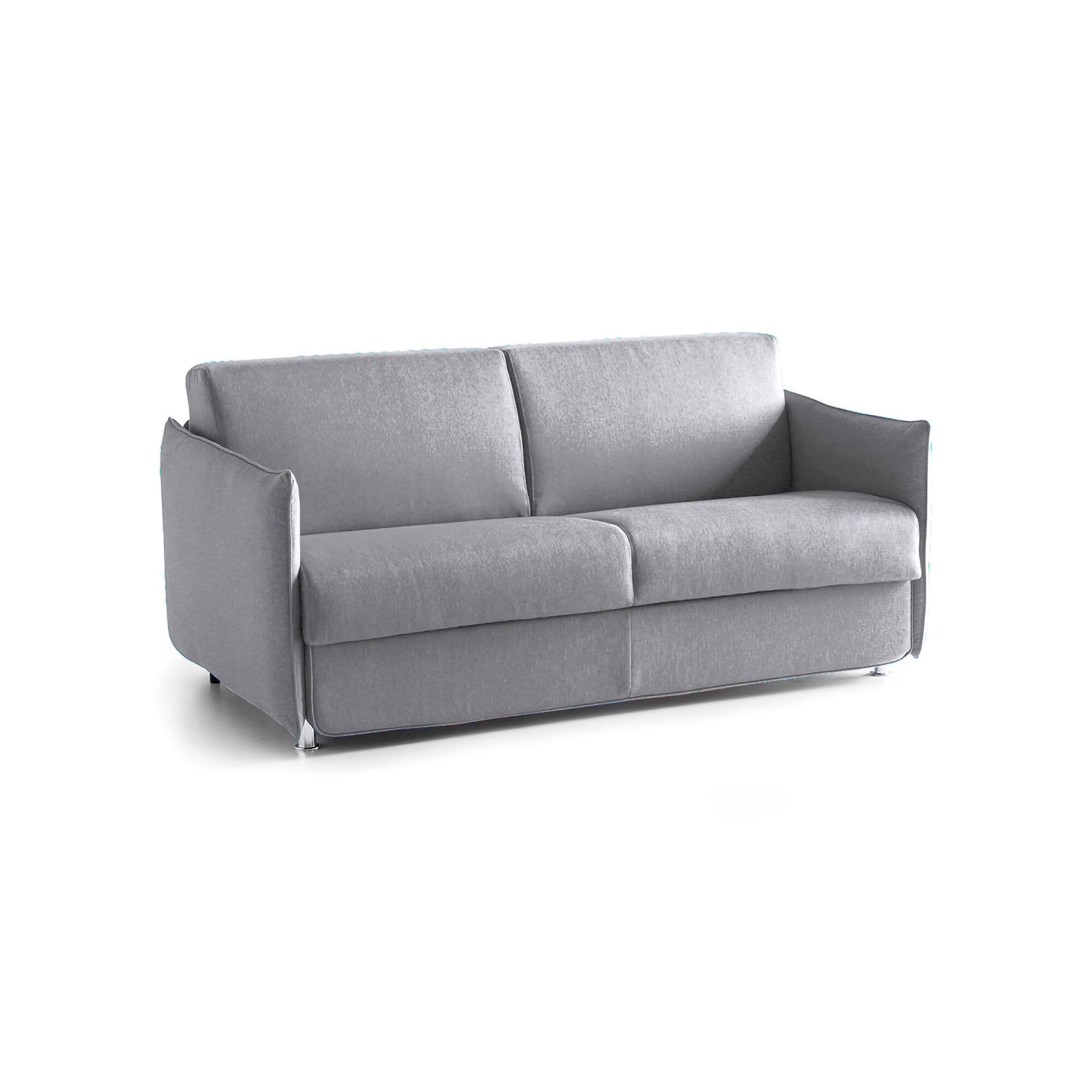 Divano letto 2 posti Verceia, Sofà trasformabile per salotto, imbottito, sfoderabile, Qualità 100% Made in Italy, 160x95 h90 cm, Grigio