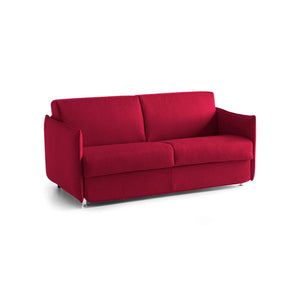 Divano letto 2 posti Verceia, Sofà trasformabile per salotto, imbottito, sfoderabile, Qualità 100% Made in Italy, 160x95 h90 cm, Rosso