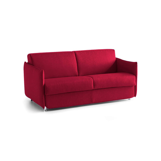 Divano letto 2 posti Verceia, Sofà trasformabile per salotto, imbottito, sfoderabile, Qualità 100% Made in Italy, 160x95 h90 cm, Rosso