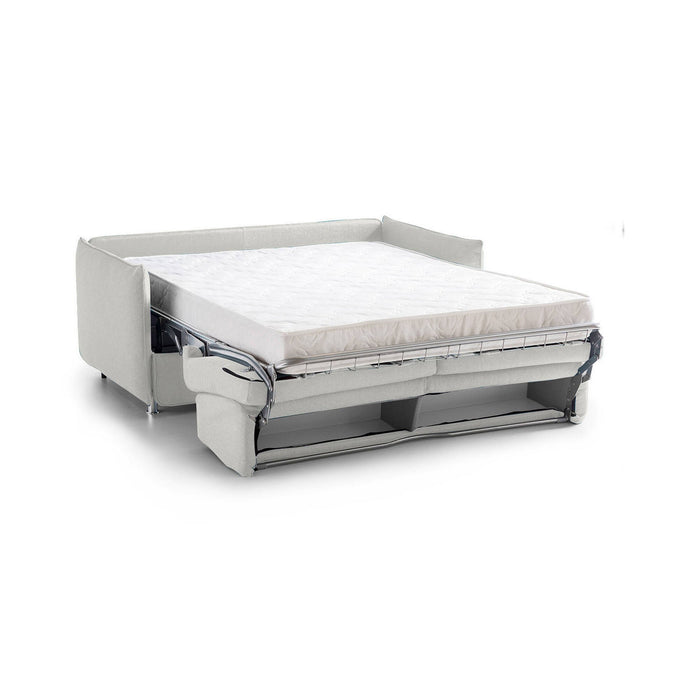 Divano letto 2 posti Verceia, Sofà trasformabile per salotto, imbottito, sfoderabile, Qualità 100% Made in Italy, 160x95 h90 cm, Grigio chiaro