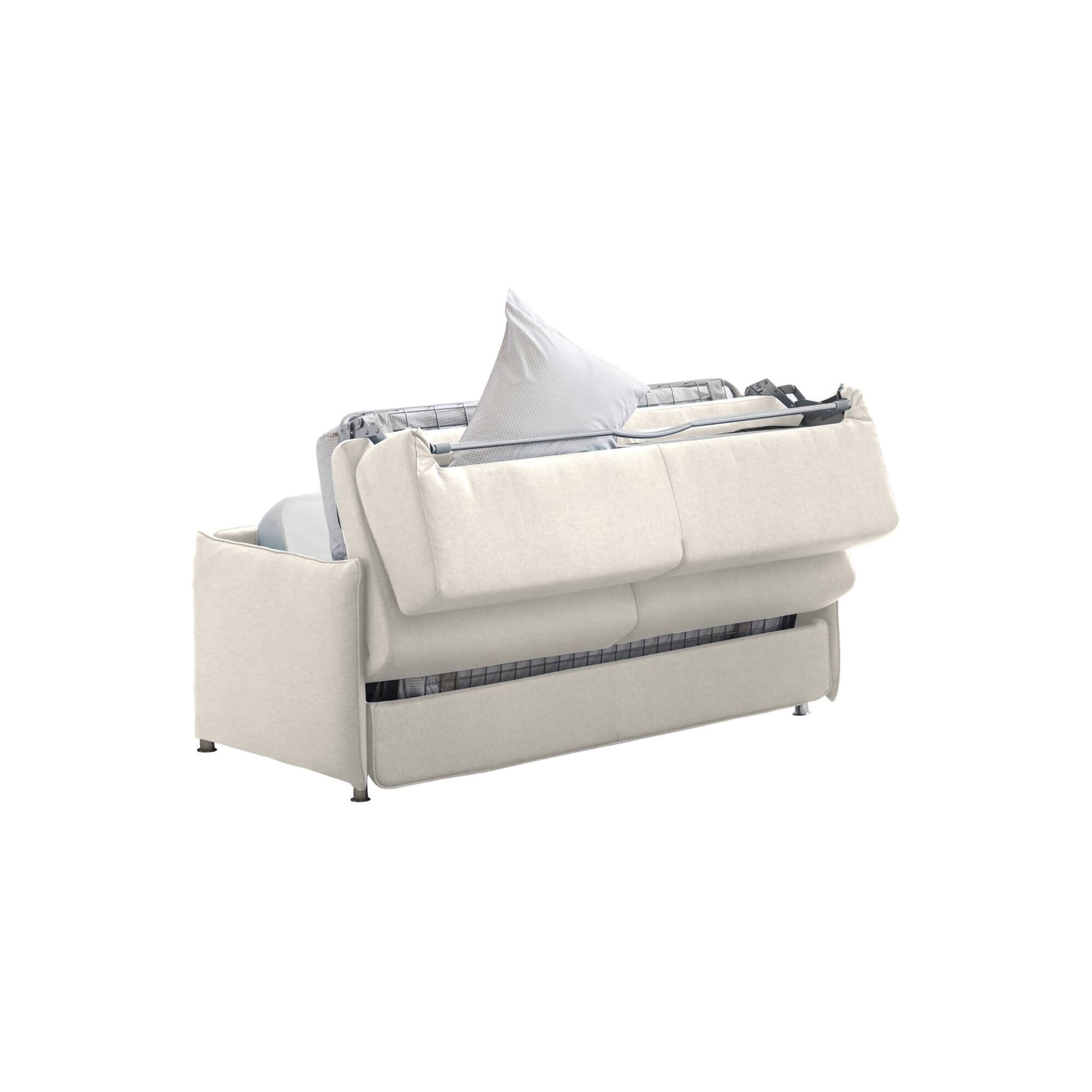 Divano letto 2 posti Follina, Sofà trasformabile per salotto, imbottito, sfoderabile, Qualità 100% Made in Italy, 160x95 h90 cm, Beige