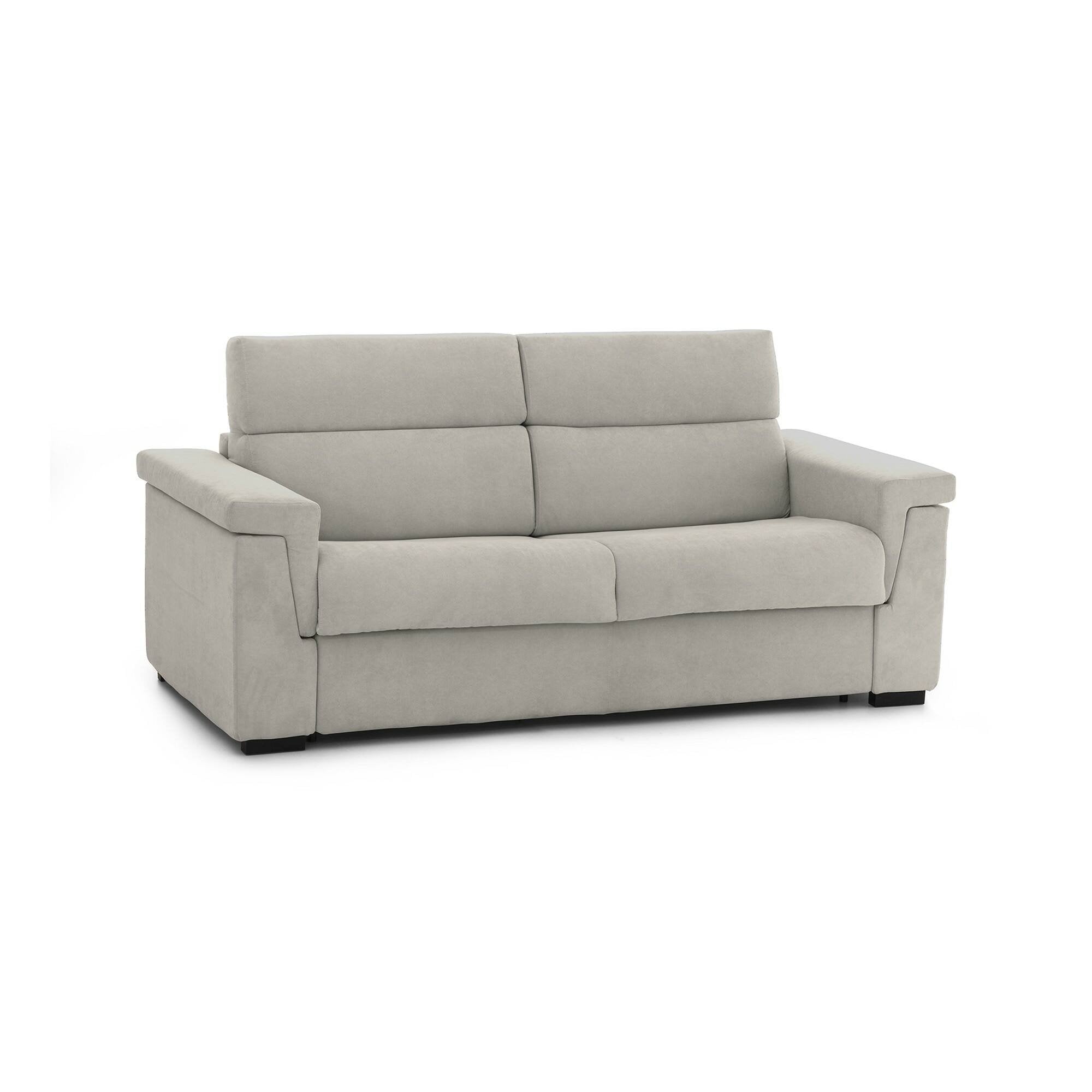 Divano letto 2 posti Biscossi, Sofà trasformabile per salotto, imbottito, sfoderabile, Qualità 100% Made in Italy, 205x95 h100 cm, Beige