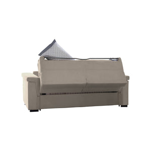 Divano letto 2 posti Biscossi, Sofà trasformabile per salotto, imbottito, sfoderabile, Qualità 100% Made in Italy, 205x95 h100 cm, Tortora
