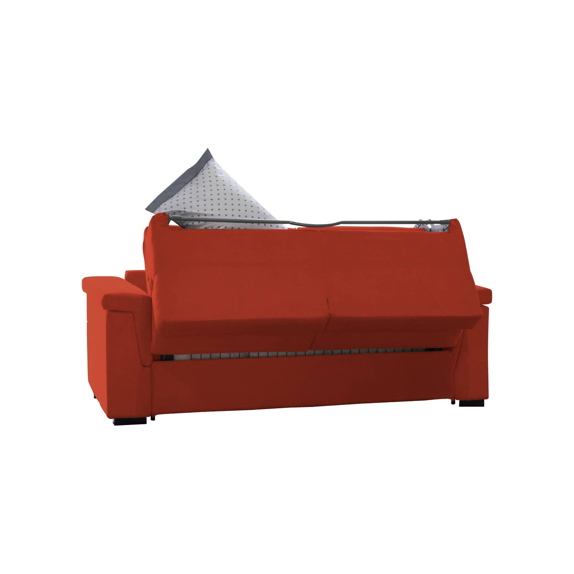 Divano letto 2 posti Biscossi, Sofà trasformabile per salotto, imbottito, sfoderabile, Qualità 100% Made in Italy, 205x95 h100 cm, Arancione