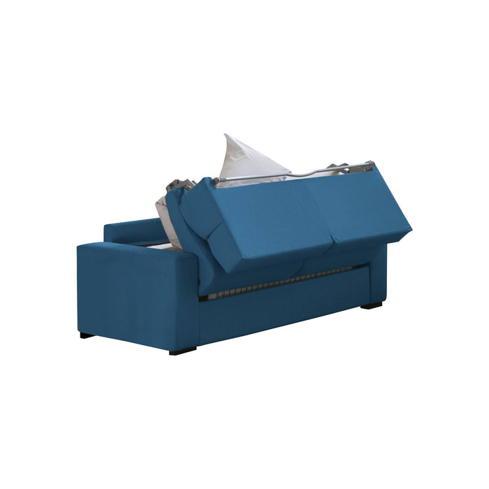 Divano letto 2 posti Sonico, Sofà trasformabile per salotto, imbottito, sfoderabile, Qualità 100% Made in Italy, 200x95 h100 cm, Blu