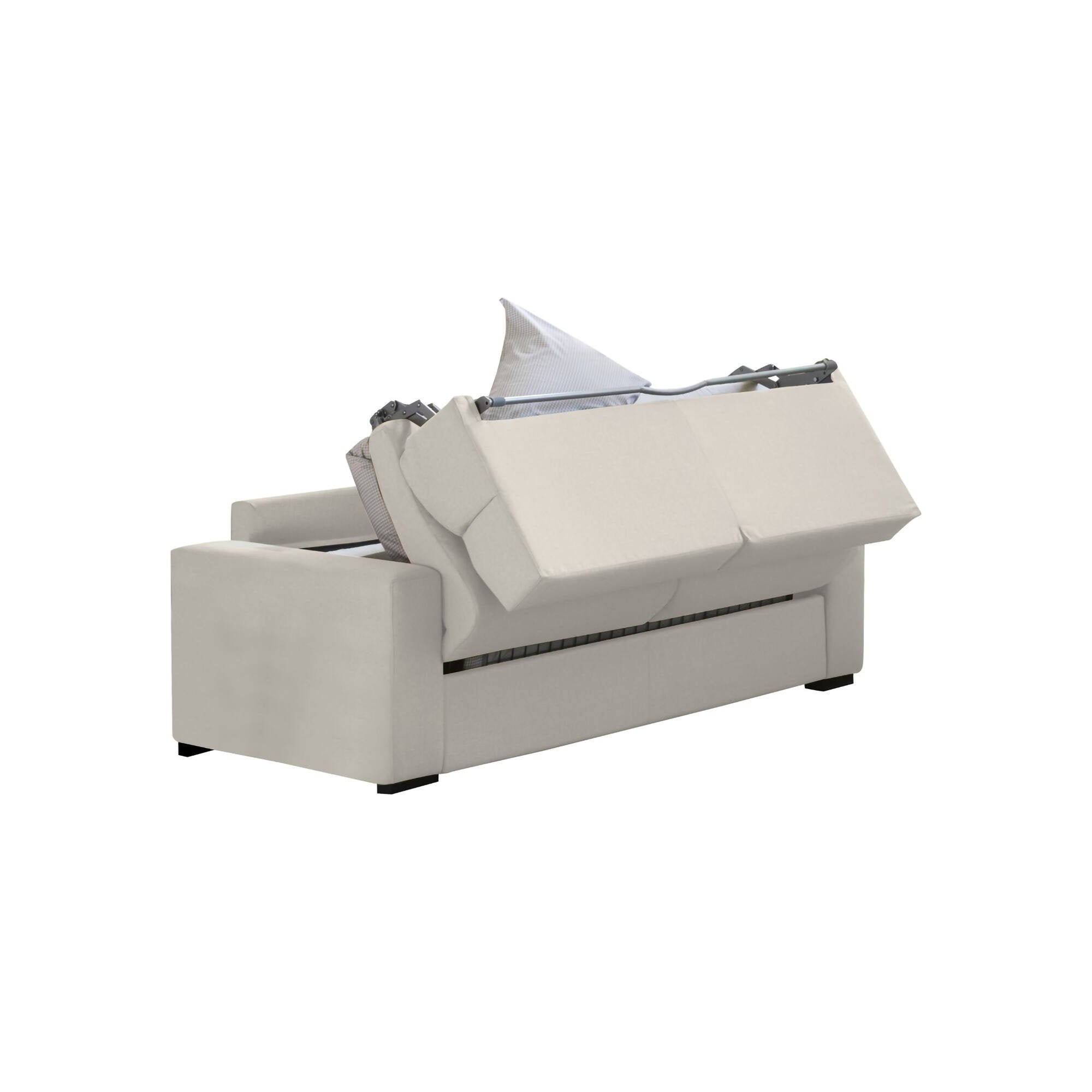 Divano letto 2 posti Sonico, Sofà trasformabile per salotto, imbottito, sfoderabile, Qualità 100% Made in Italy, 200x95 h100 cm, Beige