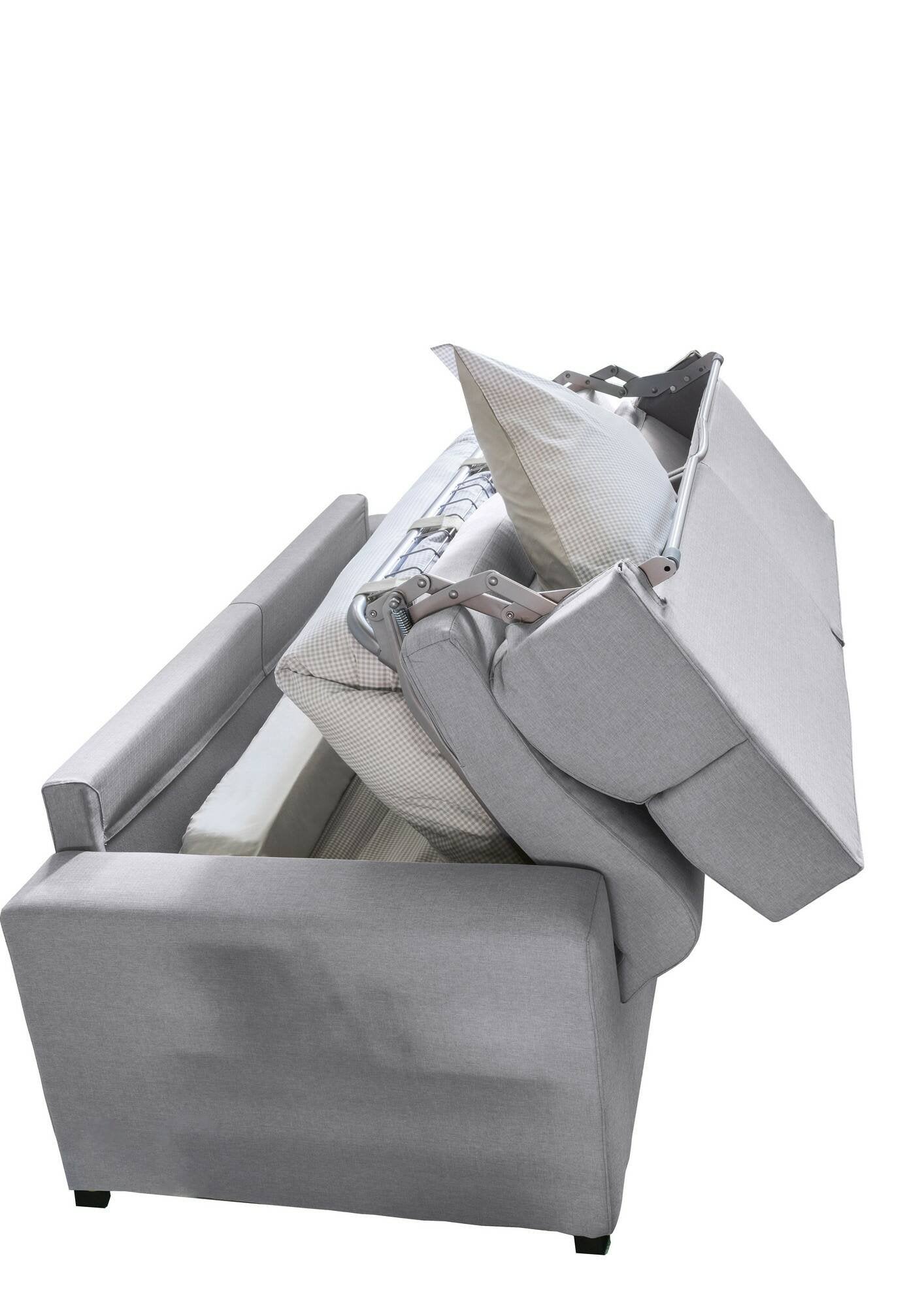 Divano letto 2 posti Sonico, Sofà trasformabile per salotto, imbottito, sfoderabile, Qualità 100% Made in Italy, 200x95 h100 cm, Grigio