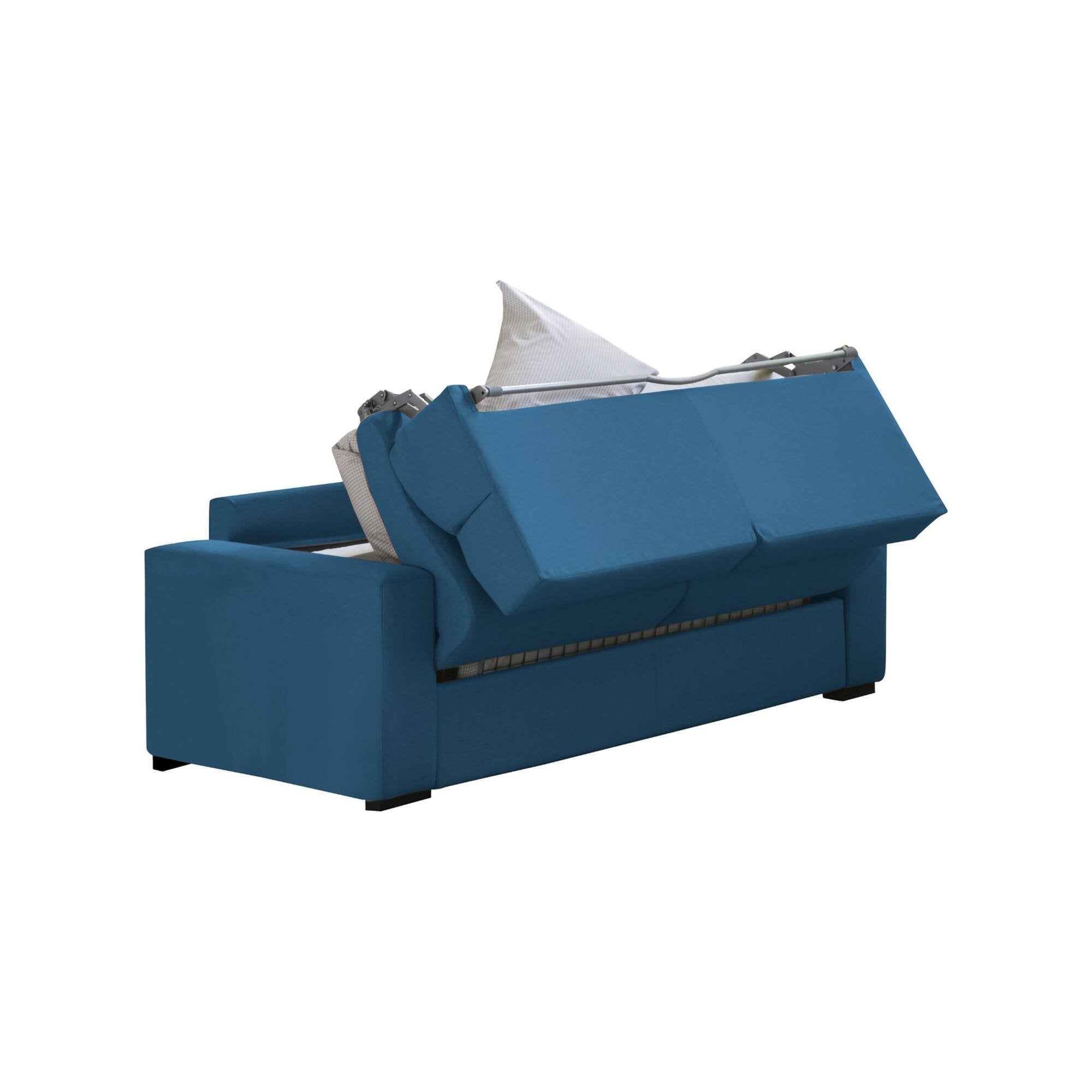 Divano letto 2 posti Ecate, Sofà trasformabile per salotto, imbottito, sfoderabile, Qualità 100% Made in Italy, 200x95 h100 cm, Blu