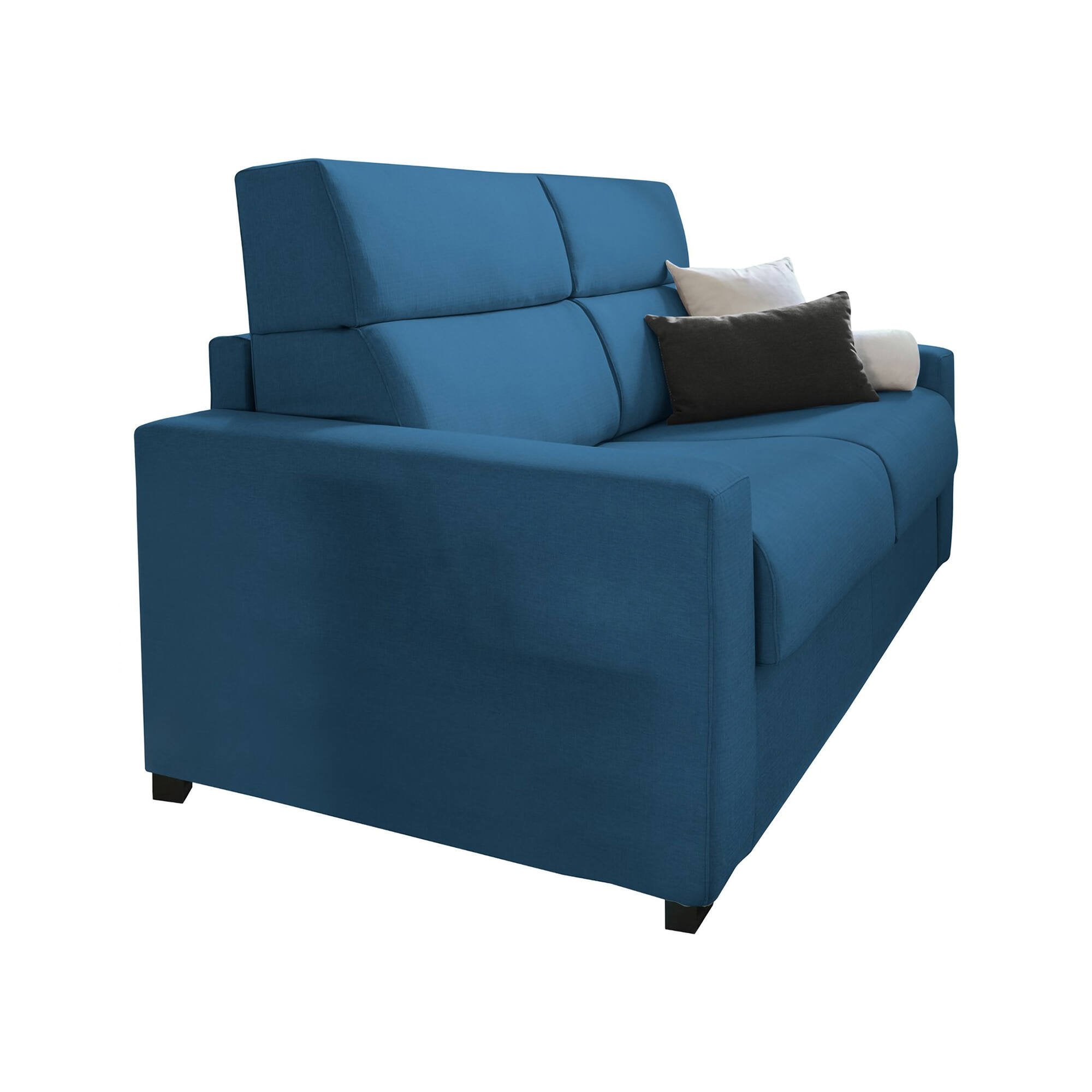 Divano letto 2 posti Ecate, Sofà trasformabile per salotto, imbottito, sfoderabile, Qualità 100% Made in Italy, 200x95 h100 cm, Blu