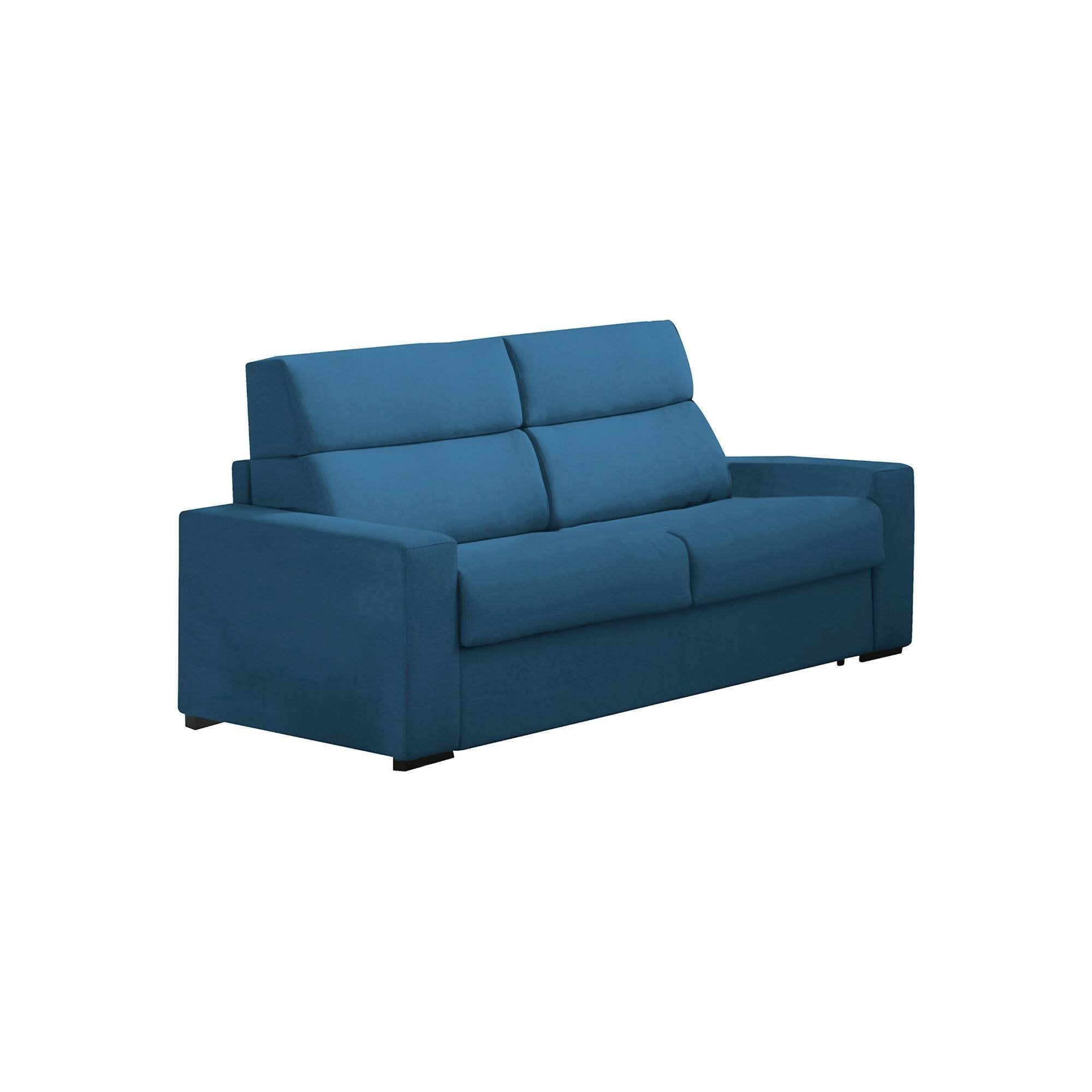 Divano letto 2 posti Ecate, Sofà trasformabile per salotto, imbottito, sfoderabile, Qualità 100% Made in Italy, 200x95 h100 cm, Blu