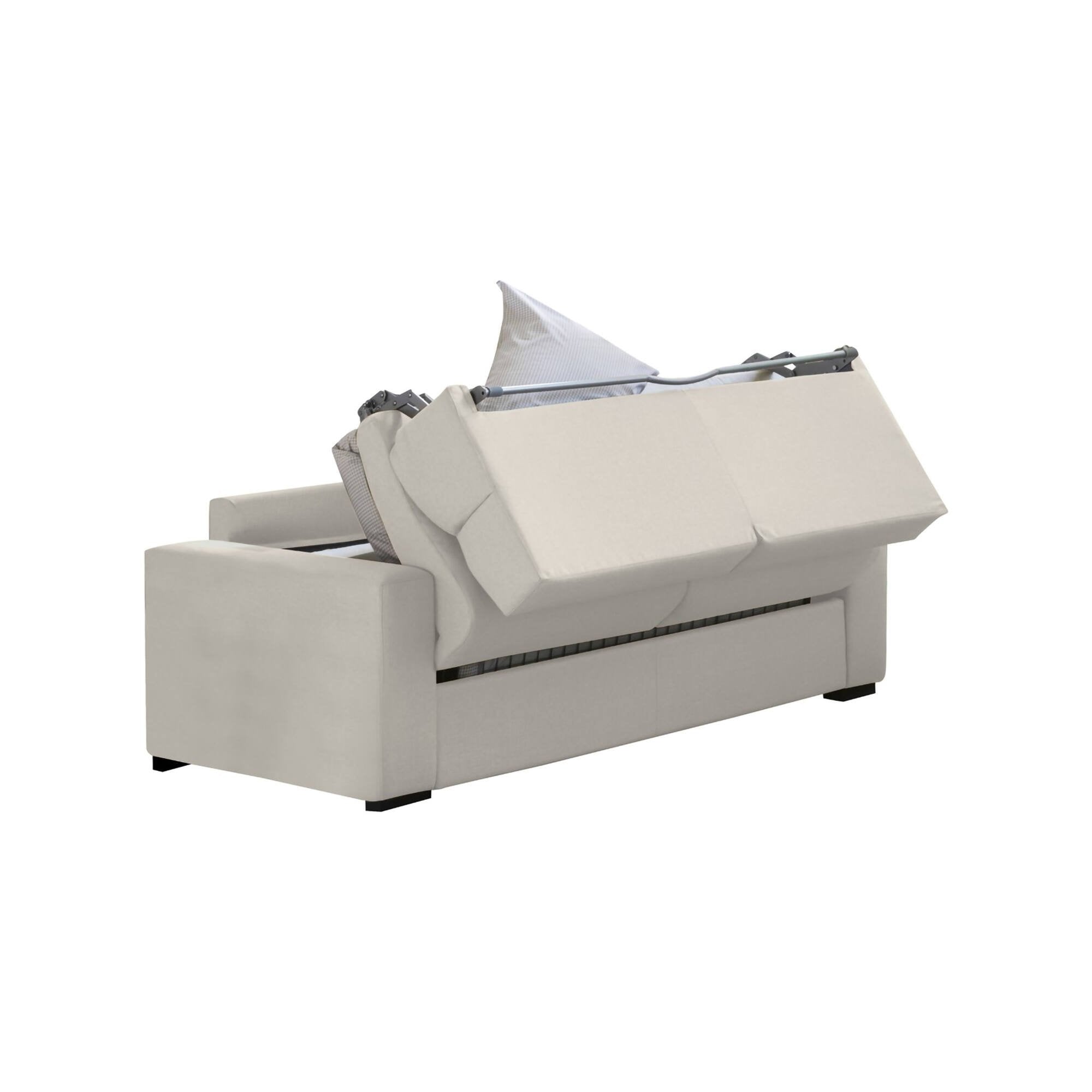 Divano letto 2 posti Ecate, Sofà trasformabile per salotto, imbottito, sfoderabile, Qualità 100% Made in Italy, 200x95 h100 cm, Beige