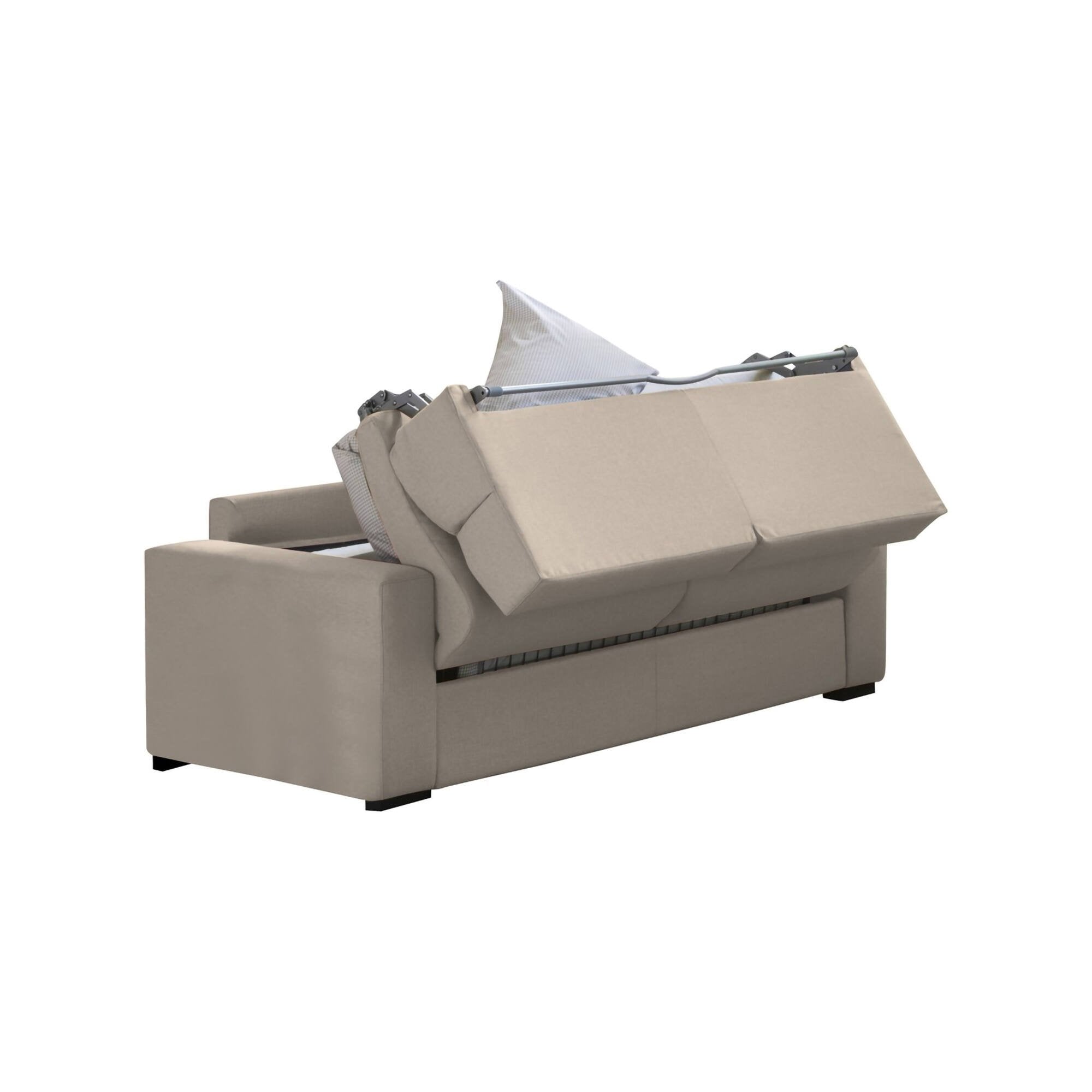 Divano letto 2 posti Ecate, Sofà trasformabile per salotto, imbottito, sfoderabile, Qualità 100% Made in Italy, 200x95 h100 cm, Tortora