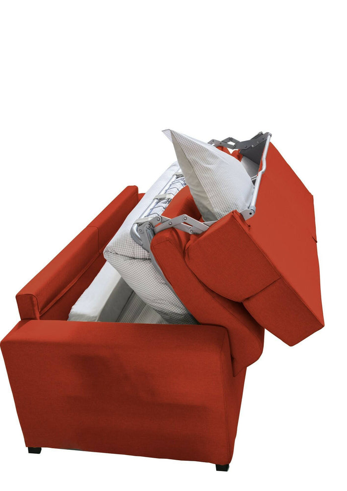 Divano letto 2 posti Ecate, Sofà trasformabile per salotto, imbottito, sfoderabile, Qualità 100% Made in Italy, 200x95 h100 cm, Arancione