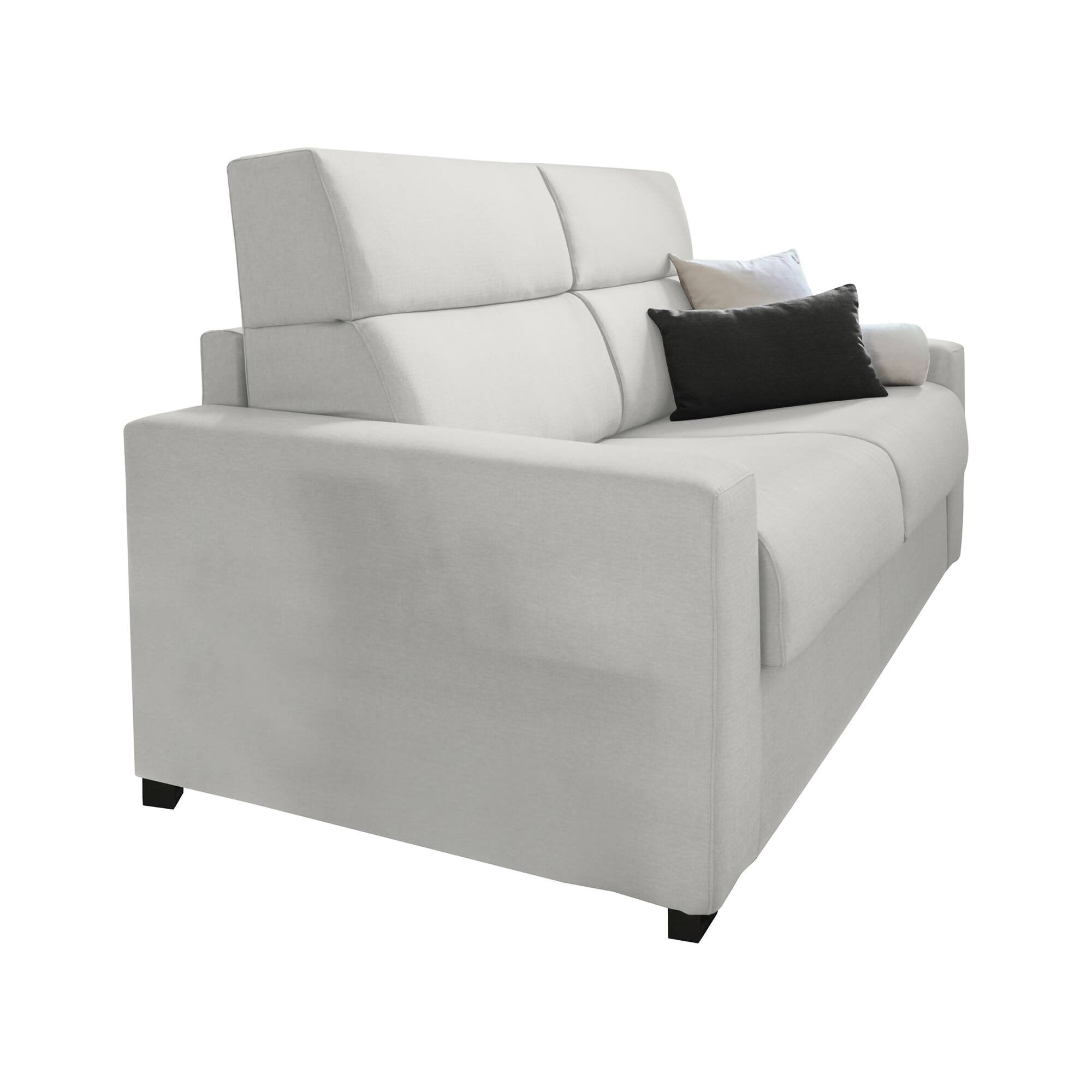 Divano letto 2 posti Ecate, Sofà trasformabile per salotto, imbottito, sfoderabile, Qualità 100% Made in Italy, 200x95 h100 cm, Grigio chiaro