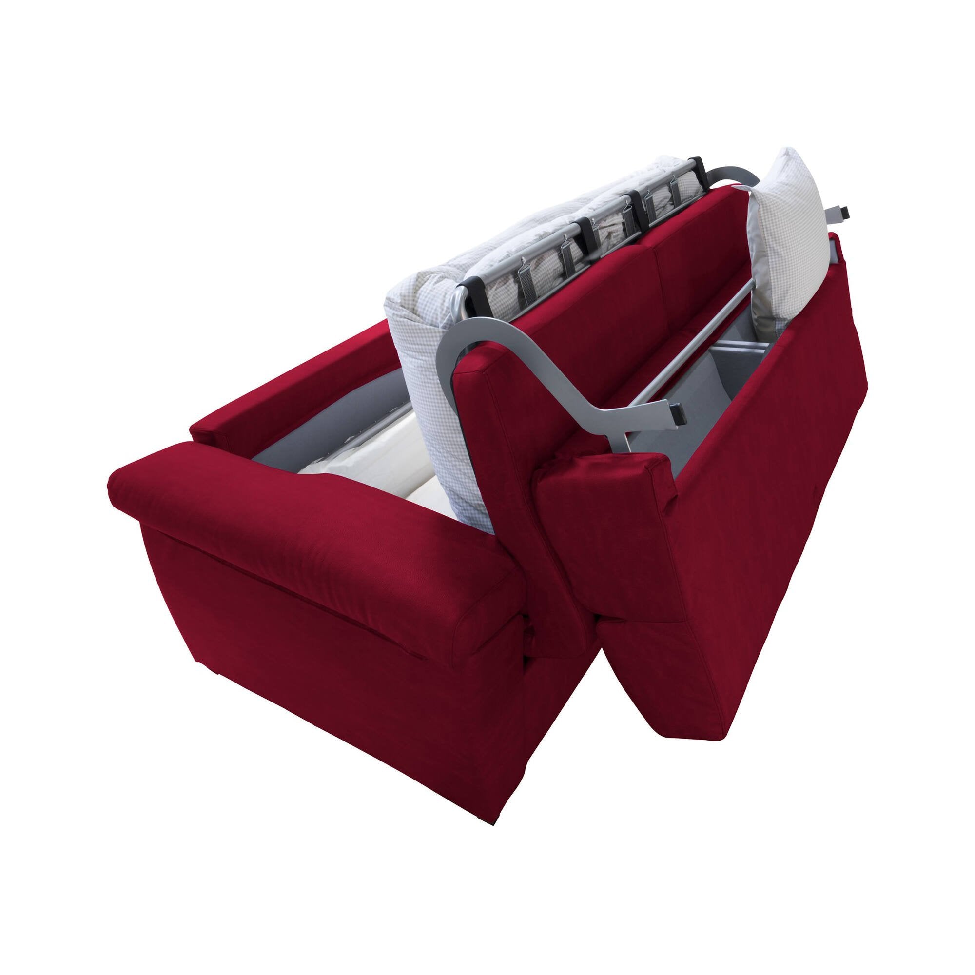 Divano letto 2 posti Fisciano, Sofà trasformabile per salotto, imbottito, sfoderabile, Qualità 100% Made in Italy, 205x95 h100 cm, Rosso