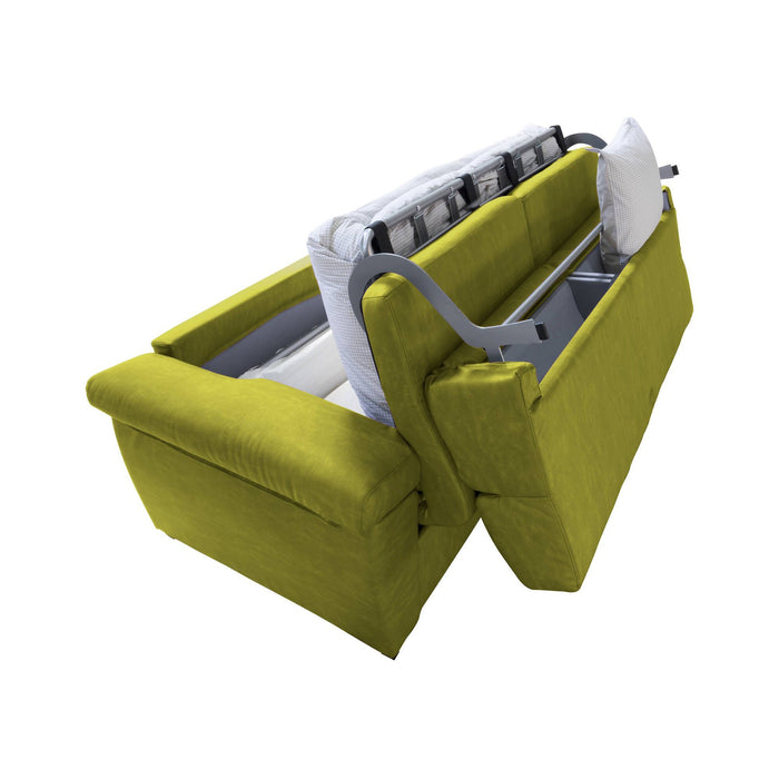 Divano letto 2 posti Fisciano, Sofà trasformabile per salotto, imbottito, sfoderabile, Qualità 100% Made in Italy, 205x95 h100 cm, Verde