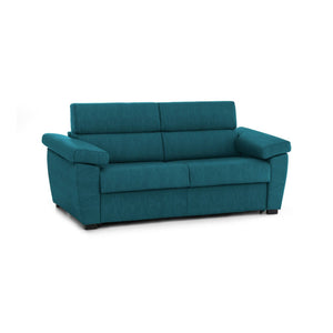 Divano letto 2 posti Fisciano, Sofà trasformabile per salotto, imbottito, sfoderabile, Qualità 100% Made in Italy, 205x95 h100 cm, Azzurro